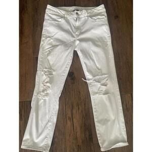 American Eagle White Distressed Skinny Jeans 12